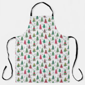 Quirky Whimsical Decorated Christmas Trees Doodles エプロン (正面)