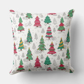 Quirky Whimsical Decorated Christmas Trees Doodles クッション (裏面)