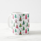 Quirky Whimsical Decorated Christmas Trees Doodles コーヒーマグカップ (正面左)