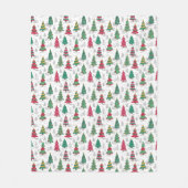 Quirky Whimsical Decorated Christmas Trees Doodles フリースブランケット (正面)