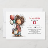 Quirky Whimsical Girl Birthday Funky invitation 招待状 (正面)