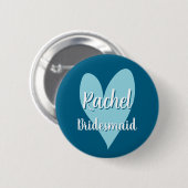 Quirky whimsical heart bridesmaids name buttons 缶バッジ (正面&裏面)