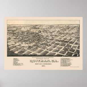 QuitmanのGAのパノラマ式の地図- 1885年 ポスター