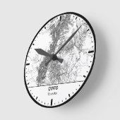 Quito Clock City Line Art ラウンド壁時計 (傾斜)