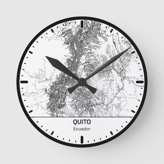 Quito Clock City Line Art ラウンド壁時計 (正面)