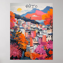 Quito Ecuador Travel City Painting Aesthetic ポスター