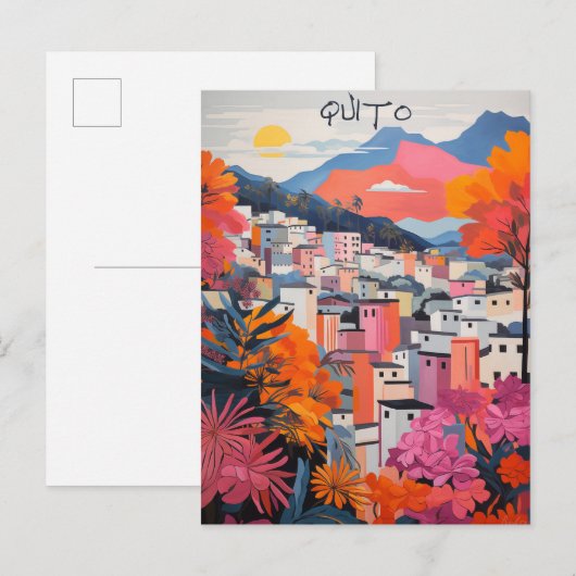 Quito Ecuador Travel City Painting Aesthetic ポストカード (正面/裏面)