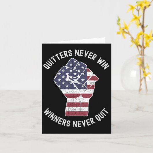 Quitters Never Win And Winners Never Quit Motivati カード (黄色い花)