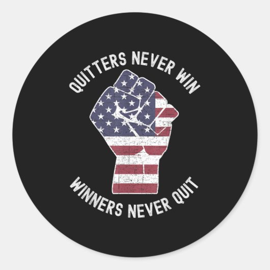 Quitters Never Win And Winners Never Quit Motivati ラウンドシール (正面)