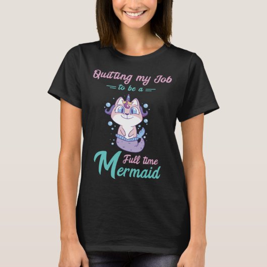 Quitting My Job Mermaid Cat Sea Clamshell Marine C Tシャツ (正面)