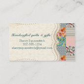 Qulterのキルティングの花柄のストライブ柄のブロックのキルト 名刺 (裏面)