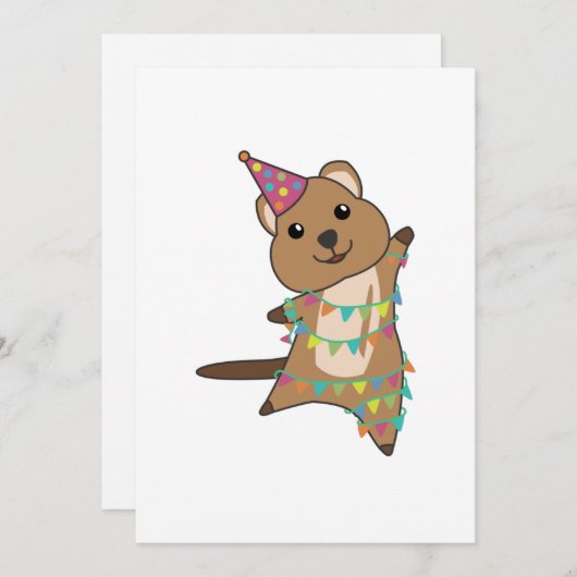 Quokkaはハッピーバースデーを願うQuokkas大人 招待状 (正面/裏面)