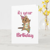 QuokkaウィッシュハッピーバースデーへQuokkas カード (黄色い花)