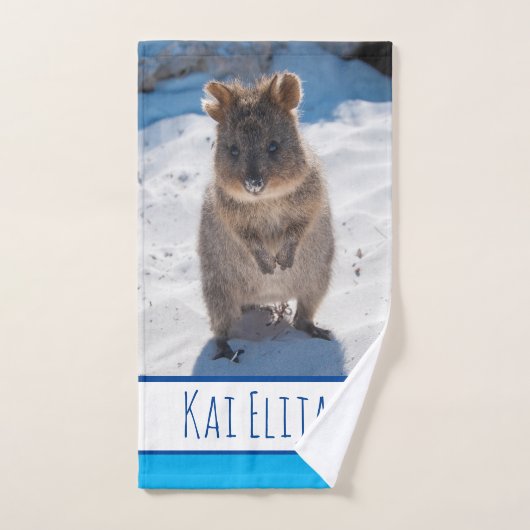 Quokkaオンビーチオーストラリア、ブルーボーイズ ハンドタオル (ハンドタオル)