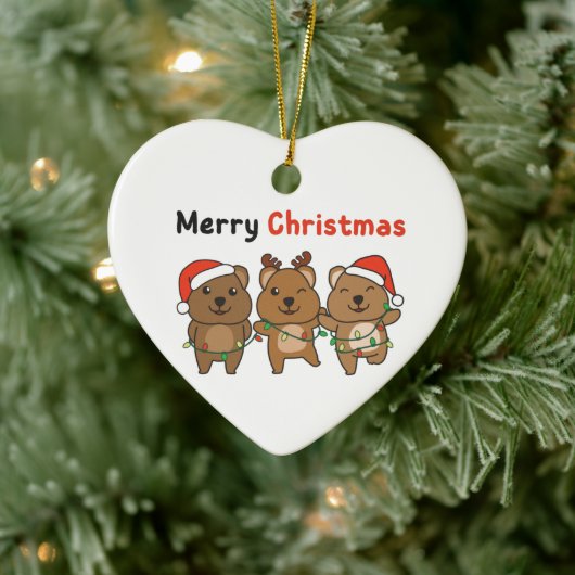 QuokkaクリスマスかわいいQuokkaメリークリスマスセラム セラミックオーナメント (ツリー)