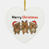 QuokkaクリスマスかわいいQuokkaメリークリスマスセラム セラミックオーナメント (正面)