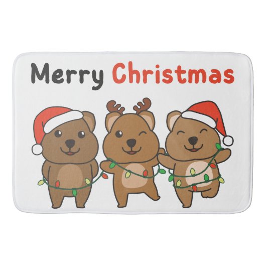 QuokkaクリスマスかわいいQuokkaメリークリスマス バスマット (正面)