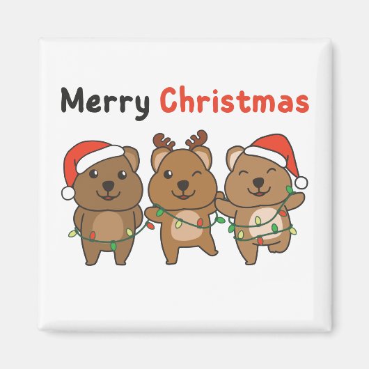 QuokkaクリスマスキュートQuokkaメリークリスマスマグネ マグネット (正面)