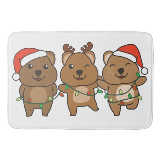 Quokkaクリスマスクリスマス動物かわいいQuokkas バスマット (正面)
