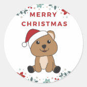 Quokkaクリスマススノーウィンターアニマルクカスクラス ラウンドシール (正面)