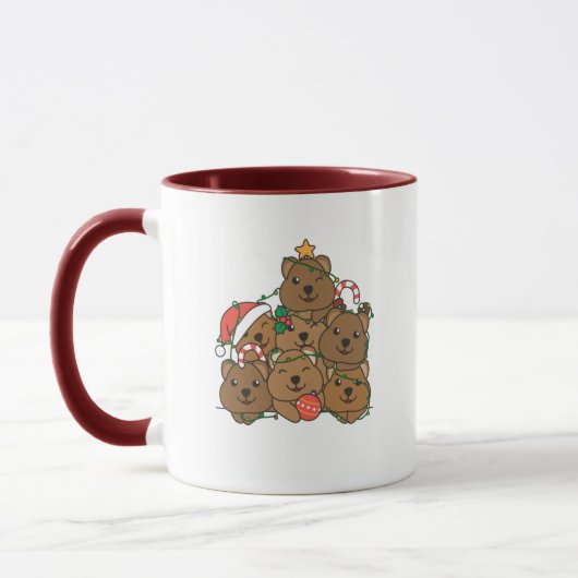 Quokkaクリスマスツリーおもしろい動物クリスマス マグカップ (左)