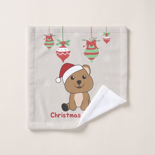 Quokkaクリスマス雪の冬の動物Quokkasウォッシュ ウォッシュタオル (ウォッシュタオル)