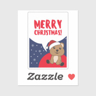 Quokkaクリスマス雪の冬の動物Quokkasスティック シール