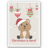 Quokkaクリスマス雪の冬の動物Quokkasスティック シール (正面)
