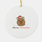 Quokkaクリスマス雪の冬の動物Quokkas セラミックオーナメント (正面)