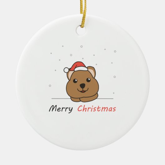 Quokkaクリスマス雪の冬の動物Quokkas セラミックオーナメント (正面)