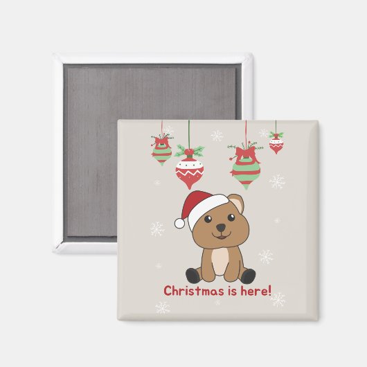 Quokkaクリスマス雪の冬の動物Quokkas Magne マグネット (正面/裏面)