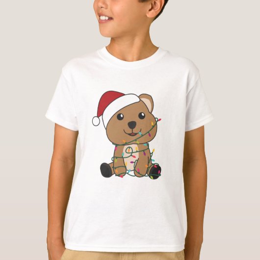 Quokkaクリスマス雪の冬の動物Quokkas Tシャツ (正面)