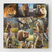 『Quokkaクロニックス心温まるフォトコラージュ』 スクエア壁時計 (正面)