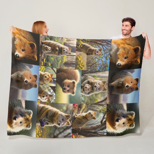 『Quokkaクロニックス心温まるフォトコラージュ』 フリースブランケット (インサイチュ)