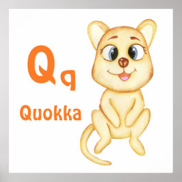 QuokkaパーソナライズABC:文字Q – 名前を追加 ポスター