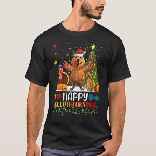 Quokka動物幸せQuokka Hellothanksmas Tシャツ (正面)