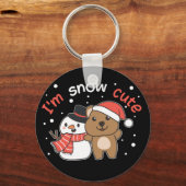Quokka私は雪かわいい雪だるまスノープンキーチェーン キーホルダー (正面)