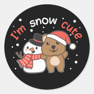 Quokka私は雪かわいい雪だるま雪ぷんクラシックRoun ラウンドシール