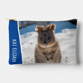 Quokka Cute Animal on the Beach Australia Blue アクセサリーポーチ