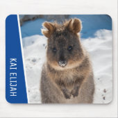 Quokka Cute Animal on the Beach Australia Blue マウスパッド (正面)