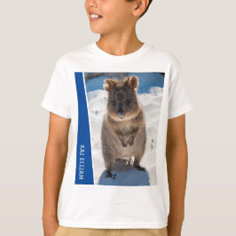 Quokka Cute Animal on the Beach Australia Blue Tシャツ