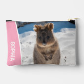 Quokka Cute Animal on the Beach Australia Pink アクセサリーポーチ (裏面)