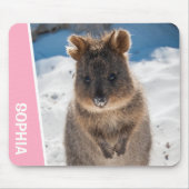 Quokka Cute Animal on the Beach Australia Pink マウスパッド (正面)