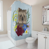 Quokka Happy Australia Floral Blue シャワーカーテン (インサイチュ)