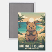 Quokka in Rotnest Islandオーストラリア マグネット (正面/裏面)
