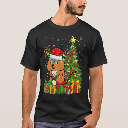Quokka   Xmas Holiday Santa Quokka Christmas Tree Tシャツ (正面)
