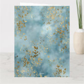 Quote Botanical Gold Leaves Teal Design カード (裏面)