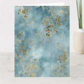 Quote Botanical Gold Leaves Teal Design カード (正面)