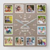 Quote from 12 Grandchildren Wooden Photo Collage スクエア壁時計 (正面)