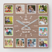 Quote from 12 Grandchildren Wooden Photo Collage スクエア壁時計 (正面)